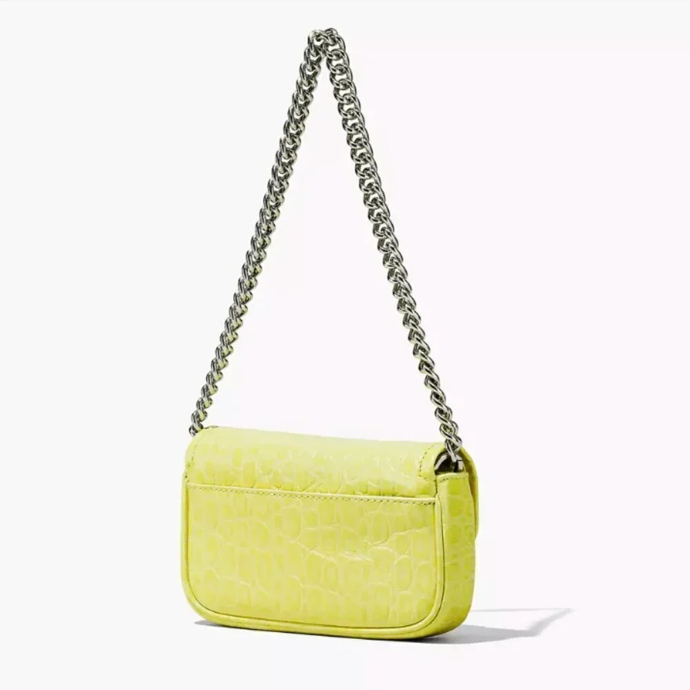 NWT! NEW！New Marc Jacobs J Marc Mini Shoulder Bag -Croc-embossed Leather Yellow